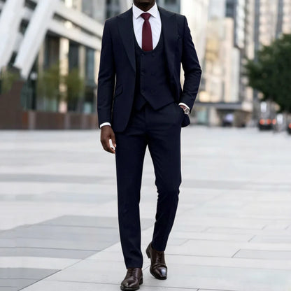 Men Suit Dark Brown 3 Pieces Solid With Lapel For Wedding Birthday Banquet Party Business Work Office Set Jacket Vest Pants
