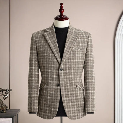 Men's Blazer Single Breasted Casual Business Jacket — Black & Coffee Brown