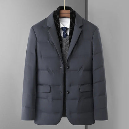 High Quality Men's Handsome down Jacket with Scarf Collar M-6XL Big Plus Size for Middle-Aged Dad Fashionable Outerwear