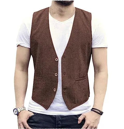 Men's Linen Vest – Slim Fit Smart Casual Waistcoat for All Seasons