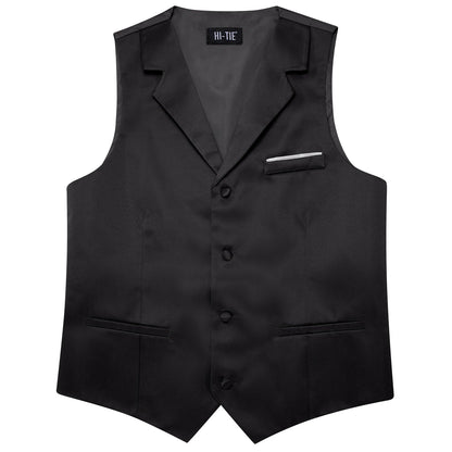 Men's Vest with Tie V-Neck Jacquard Waistcoat for Tuxedo Business Party