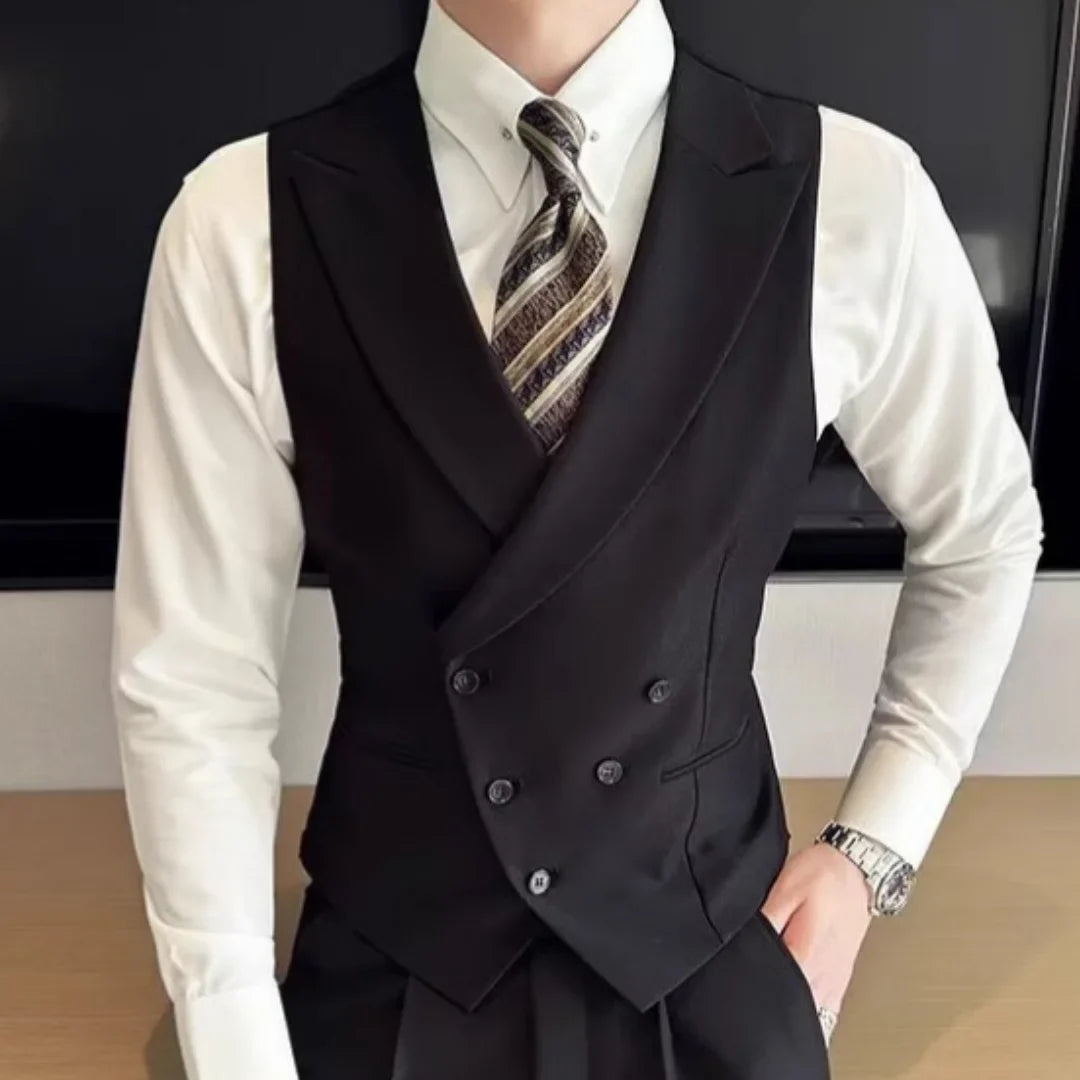 Men's Formal Vest Double Breasted Lapel Waistcoat for Weddings & Business