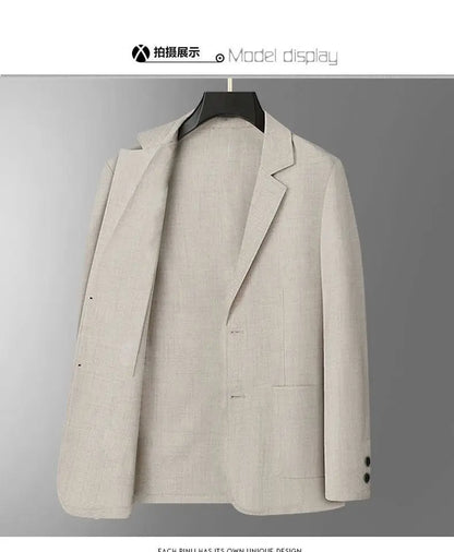 30% Linen Blazer - Men's Fashionally Fit Business Formal Wedding Gentleman English Style Breathable Versatile Casual Blazer