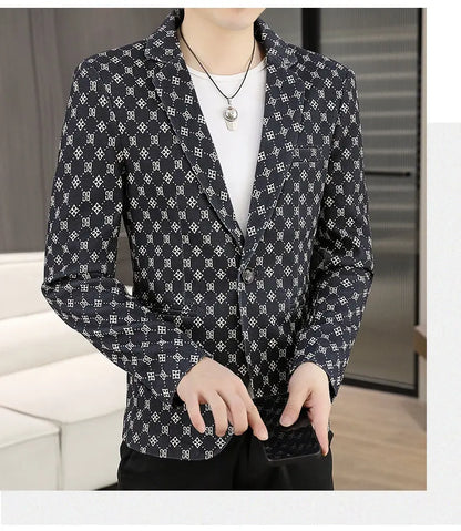 Blazer Men's Fashion Outdoor Travel Gentleman Wedding Slimming Business Versatile Letter Youth Casual Korean Formal Wear Blazer