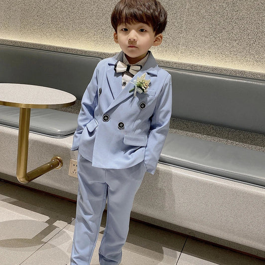 Fashion Kids Clothes 2 Piece Wedding Party Host Children Sets Blazer with Pants Chic Daily Casual Solid Color Boy Suits
