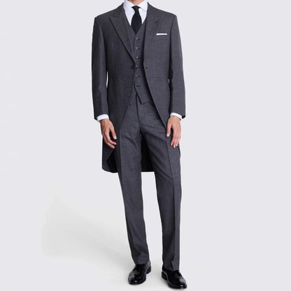 Men Suit 3 Piece Dark Gray With Lapel Single Button Business Casual For Wedding Banquet Work Tuxedo Jacket Vest With Pants