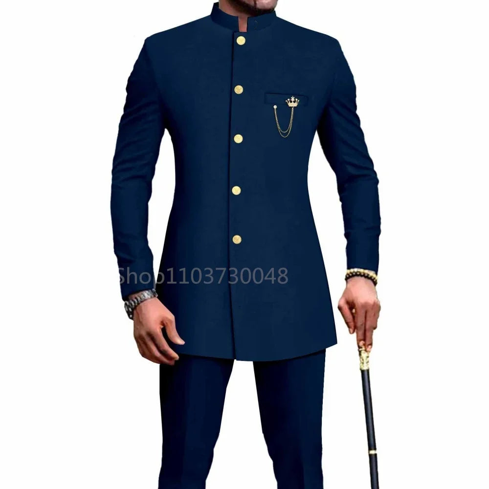 New Style Suits for Men 2 Pieces Business Blazer and Pants Set Elegant Slim Fit Men's Suit for Wedding Prom Groomsmen Outfits