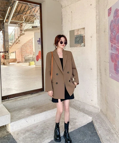 New Arrival 2025 Spring Autumn Women's Korean Loose Blazer Mid Length Solid Color Design Sense Versatile Daily Wear Student Look