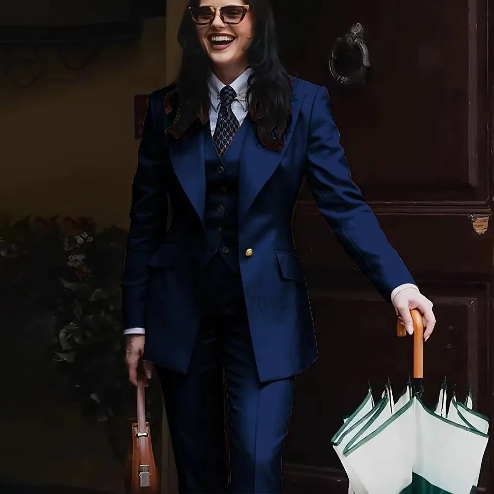 Spring/Autumn New Style Professional Beauty Salon Manager Workwear Women's 3 Piece Long Pants Suit Elegant High End Uniform