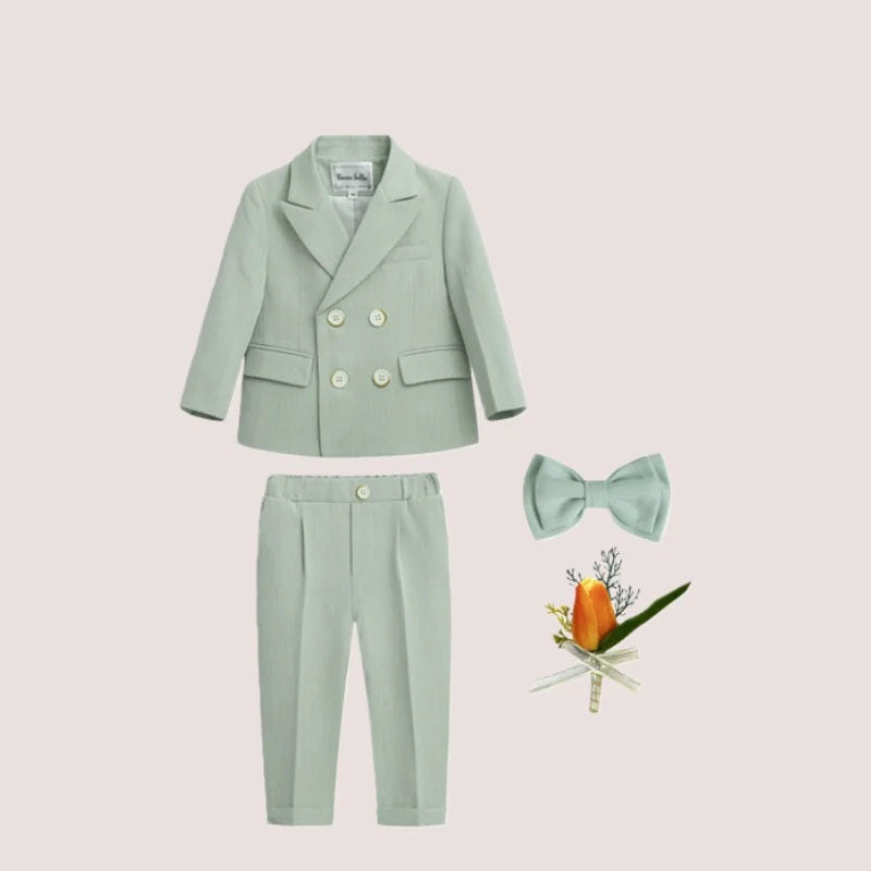 Kids Formal Suit Set Boys Girls Wedding Blazer Multi-Piece Pink Performance Costume