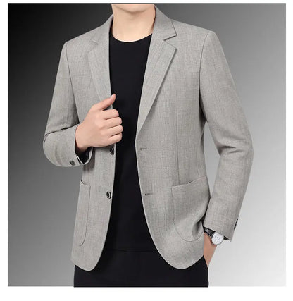 30% Linen Blazer - Stylish Business Formal Men's Suit with Gentleman British Style Trendy Breathable and Versatile Casual Blazer