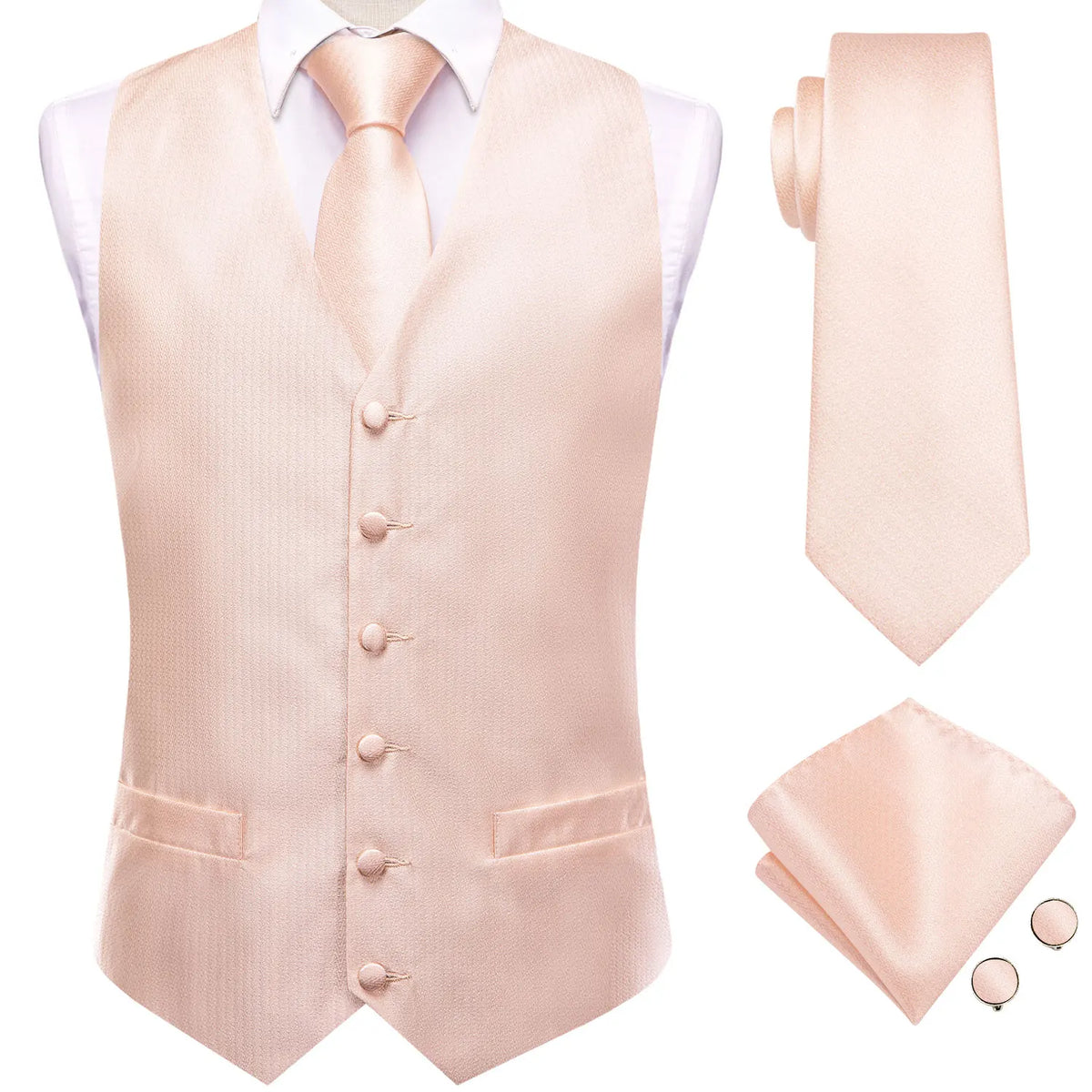 Men's Suit Vest 4-Piece Set – Solid Violet Lilac Woven Waistcoat for Weddings & Business Formal