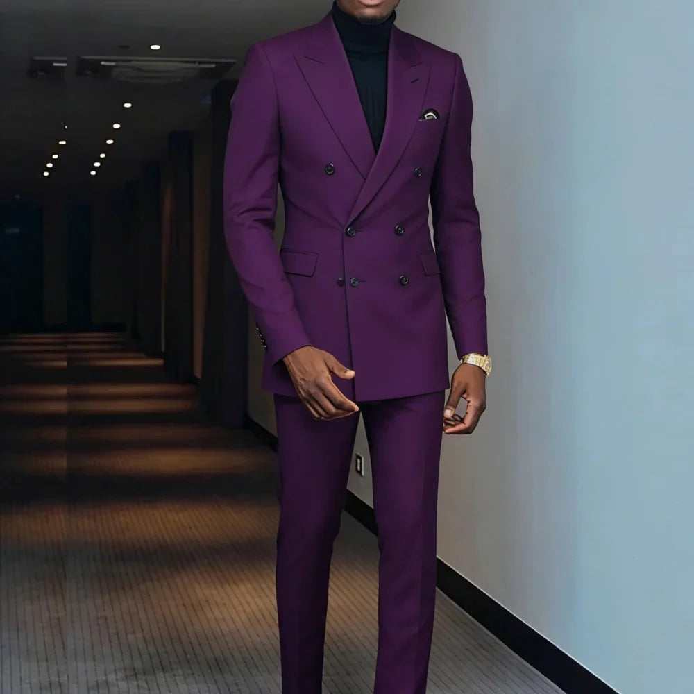 Men's 2 Pieces Business Casual Wedding Suit High-Quality Handsome European American Style For Business Party