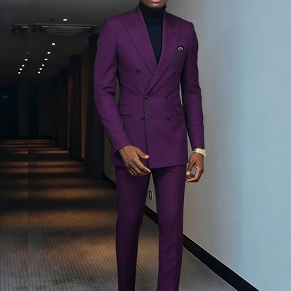 Men's 2 Pieces Business Casual Wedding Suit High-Quality Handsome European American Style For Business Party