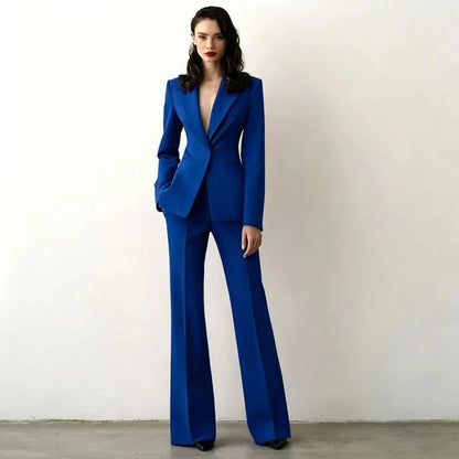 Tailor Made Women's Suit Slim Fit Notch Lapel 2 Pcs Workplace Style Blazer Female Business Work Wear (Jacket+Pant）
