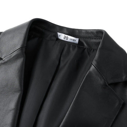 Men's Sheepskin Leather Blazer Single Breasted Slim Fit Smart Casual Jacket