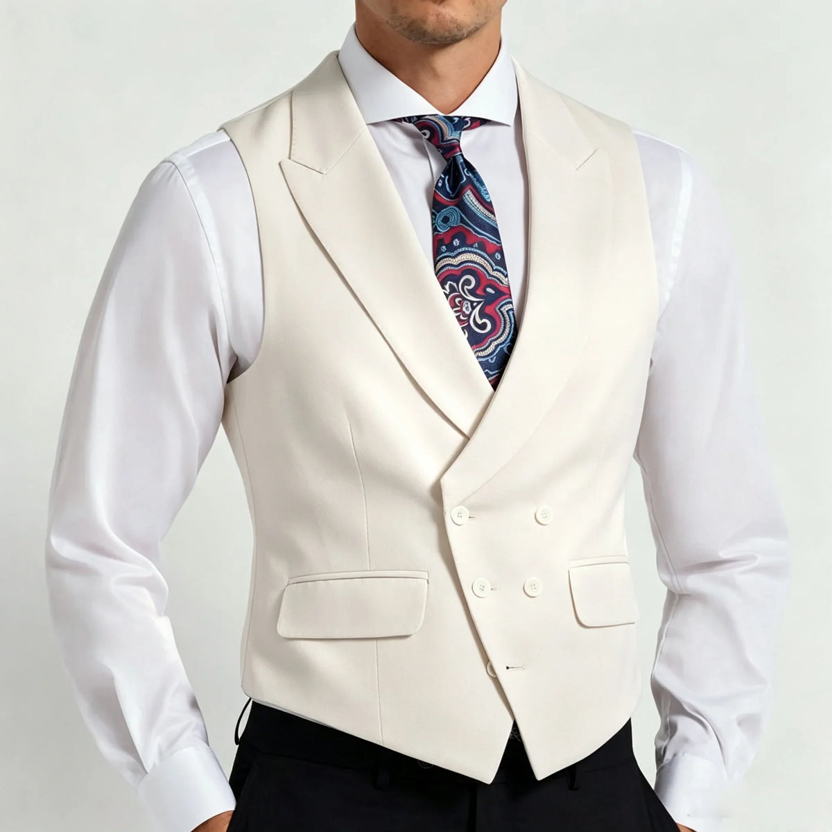 Men's Formal Vest Double Breasted Waistcoat for Weddings Banquets and Business