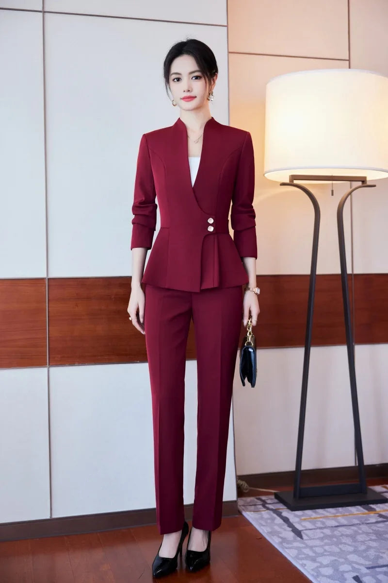 Long-Sleeved Suit for Women, Elegant Jacket and Trousers, Business and Work Uniform, Office Ladies, Special Fashion, 2025