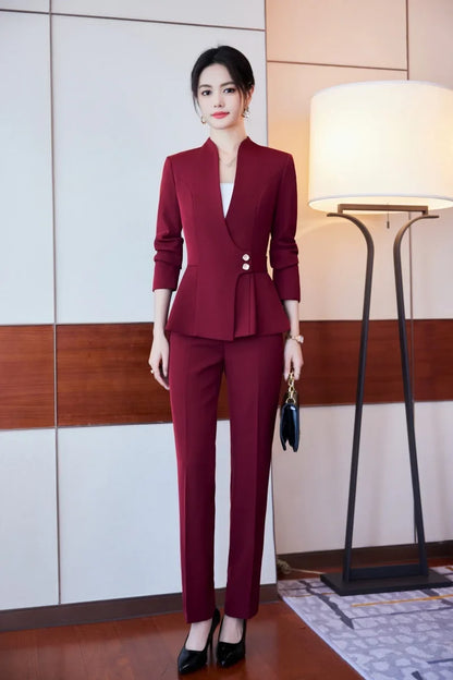 Long-Sleeved Suit for Women, Elegant Jacket and Trousers, Business and Work Uniform, Office Ladies, Special Fashion, 2025