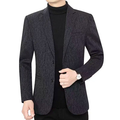 Men's Smart Casual Blazer Single Breasted Spring Autumn Jacket Black Dark Blue