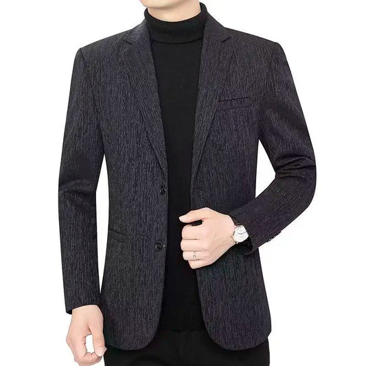 Men's Smart Casual Blazer Single Breasted Spring Autumn Jacket Black Dark Blue