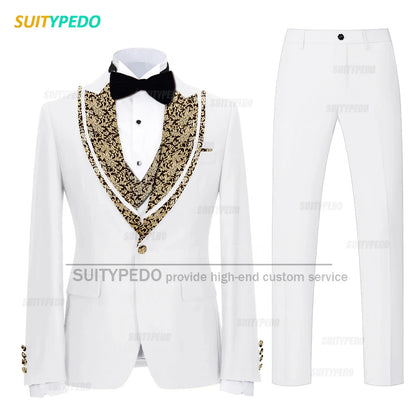 Classic Black Set For Fashion Children Wedding Flower Kid Slim Fit Costumes Formal Party Elegant Blazer Vest Pants 3 Pieces