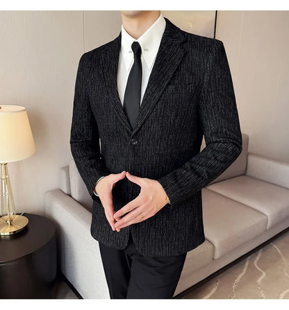 New Fashion Meteor Striped Suit Jacket High Quality Men's Slim Fit Business Formal Social Prom Party Casual Tuxedos 5XL-M