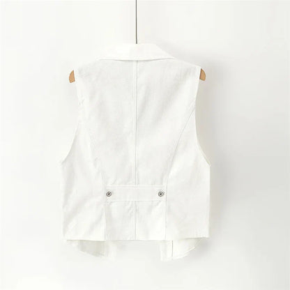 Women's Denim Vest 2025 New Ladies White Jean Jacket Fashion Waistcoat Summer Vest Coat Outwear S-5XL