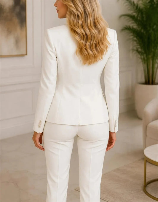 New Women's 3-Piece Suit Elegant Tuxedo Suit Formal Wedding Wear Slim Fit Tuxedo for Women (Blazer+Vest+Pants)