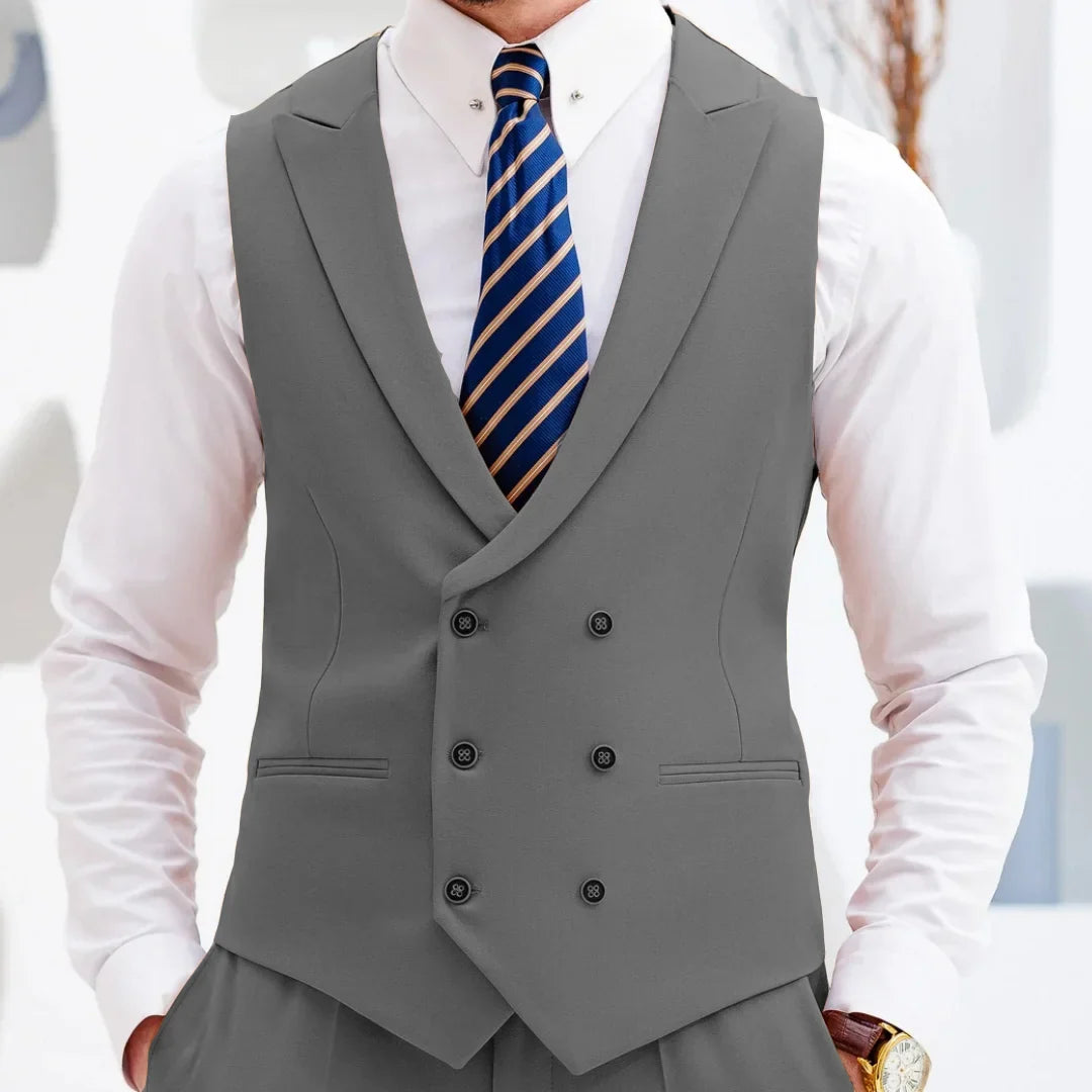 Men's Double Breasted Vest Formal Lapel Waistcoat for Wedding & Special Occasions