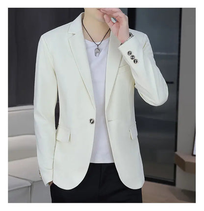 Men's Autumn New Style Slim Fit Pure Color Korean Fashion Administrative Little Suit Jacket Trendy Versatile Top Coat