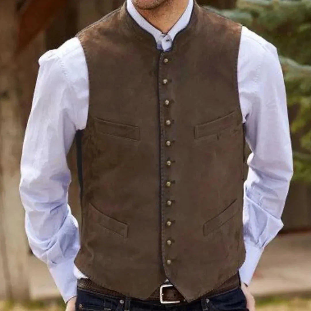 Men's Formal Vest – Single Button Suede Flannel Waistcoat for Weddings & Events
