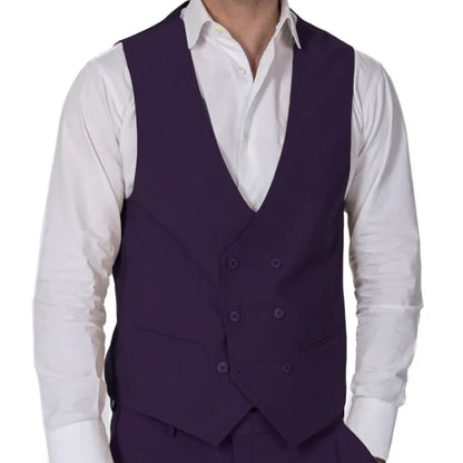 Men Formal Vest Double Breasted Solid Color Waistcoat for Wedding and Business