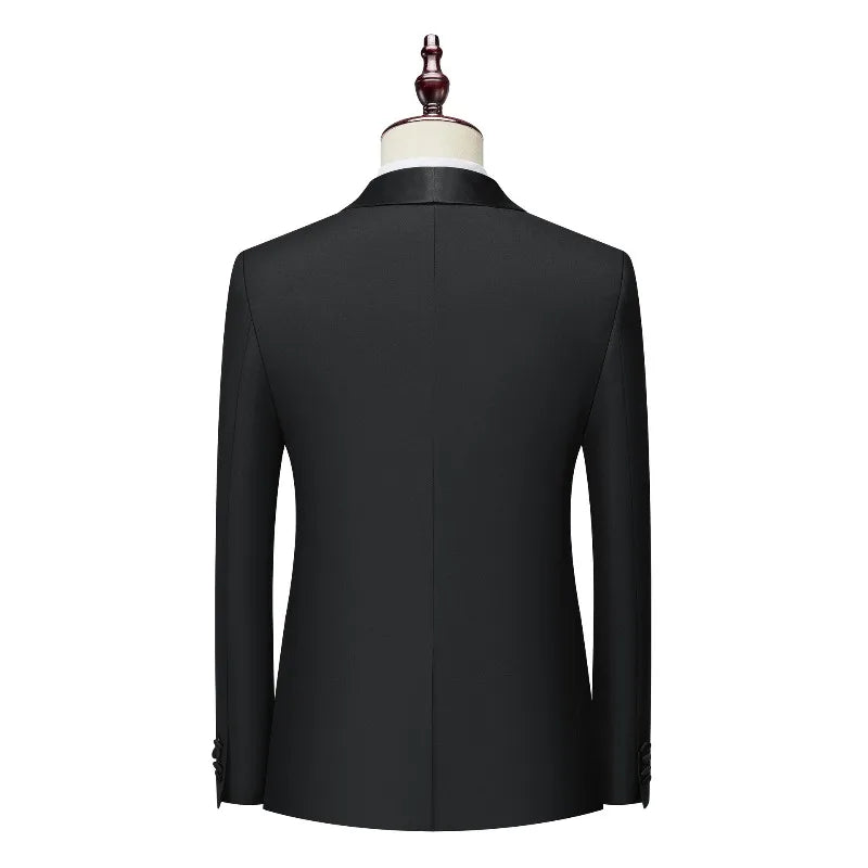 KIDWHXR Men Blazer British Style Solid Color Patchwork Turn Down Collar Male Suit Coat Single-breasted Wedding Man Outerwear