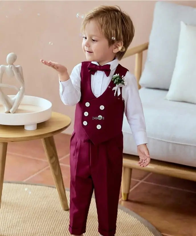 Boys Formal Suit Set – Vest, Pants & Bowtie for Kids