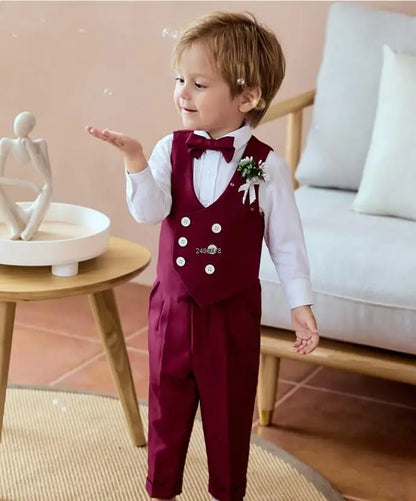 Boys Formal Suit Set – Vest, Pants & Bowtie for Kids