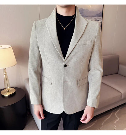 New Chinese Style Stand Collar Fashion Casual Suit Jacket Autumn Winter New Slim Fit Business Formal Social Prom Party Tuxedos