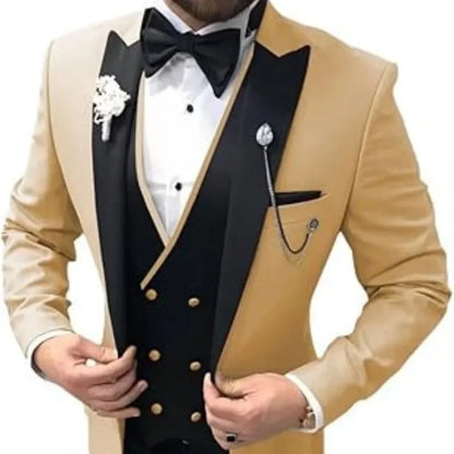 Men's Slim Fit 3 Piece Tailcoat Tuxedo Double Breasted Formal Suit Set with Bow Tie for Wedding Ball Prom Dinner Evening