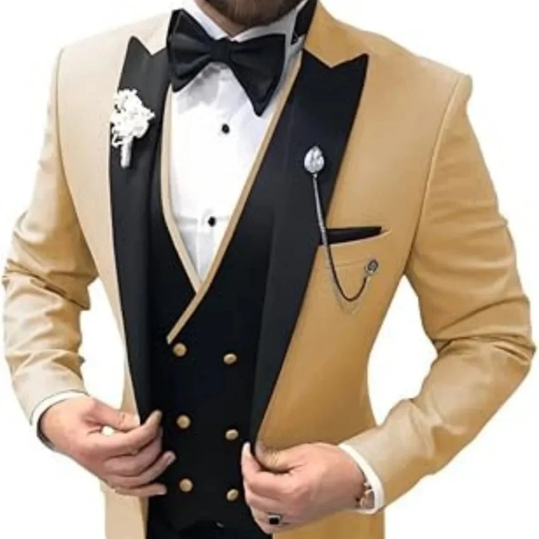 Men's Slim Fit 3 Piece Tailcoat Tuxedo Double Breasted Formal Suit Set with Bow Tie for Wedding Ball Prom Dinner Evening