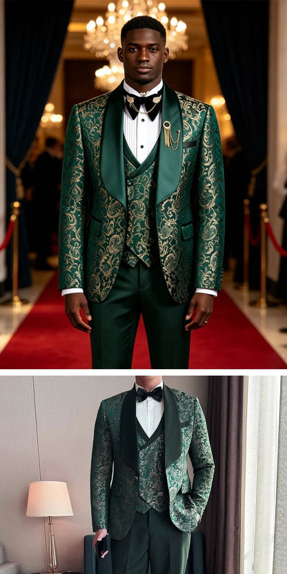 Men's Three-Piece Wedding Suit – Slim Fit British Style Formal Set for Groom