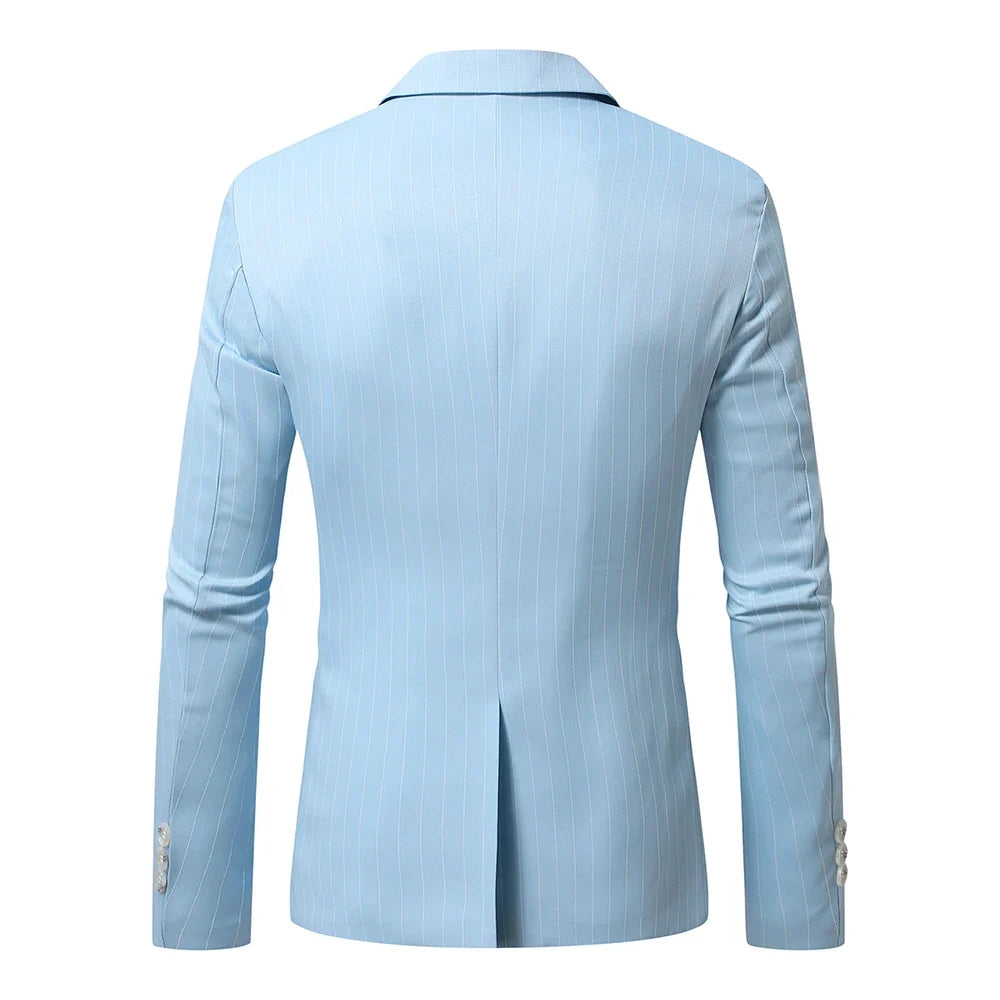 Striped Suit Jackets Men Dress Coat Vintage 2025 Ropa Elegante Hombre Mens Casual Business Slim Fit Formal Blazers Masculino