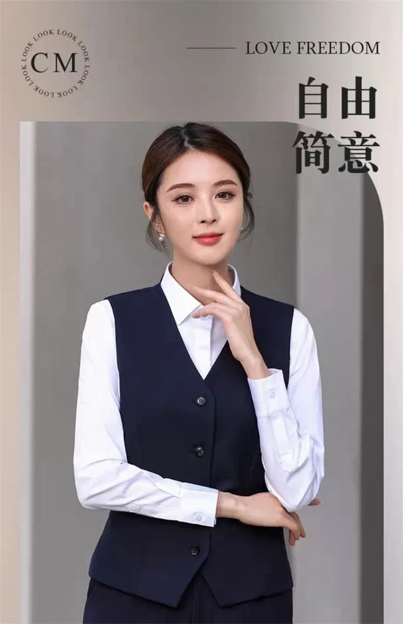 Korean 2026 Spring New Women's Blazer High End Casual Vest Waistcoat Female Professional Vest V-neck Sleeveless Short Jacket