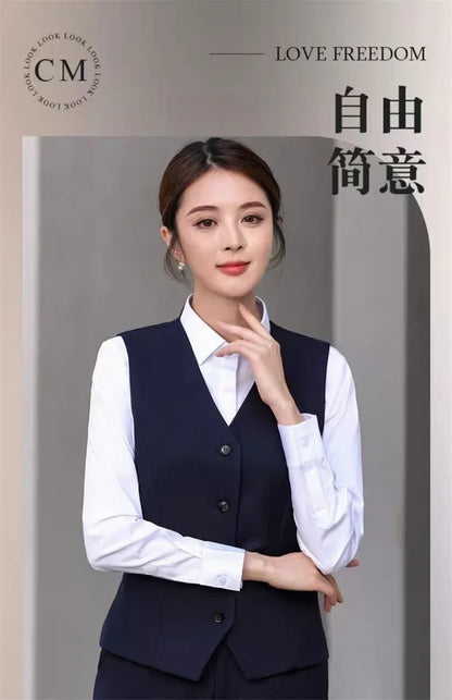 Korean 2026 Spring New Women's Blazer High End Casual Vest Waistcoat Female Professional Vest V-neck Sleeveless Short Jacket