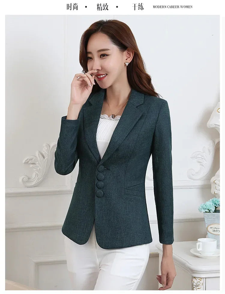 Fashion Women Blazers Jackets Work 2025 Office Lady Suit Slim Single Breasted Business Female Blazer Coats Formal Veste Femme