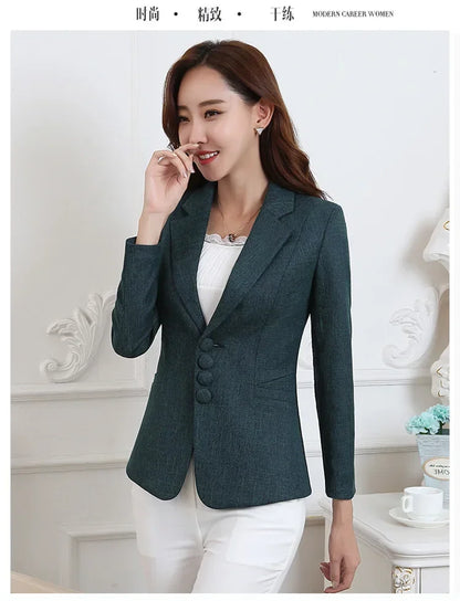Fashion Women Blazers Jackets Work 2025 Office Lady Suit Slim Single Breasted Business Female Blazer Coats Formal Veste Femme