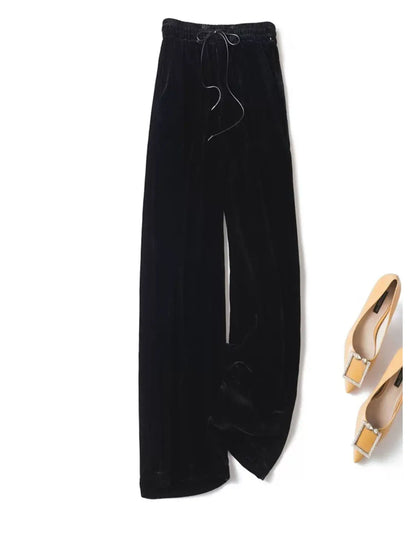Silk Velvet Long Sleeve Suit Jacket Women's Business Wear Slim Fit Mid-Length Luxury Glossy Black Swan Velvet Outerwear