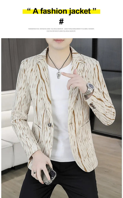 Blazer Men's Fashion Outdoor Travel Gentleman Wedding Slimming Business Versatile Trendy Casual Korean-style Formal Wear Blazer