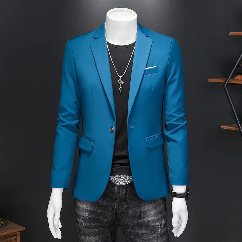 15 Color Fashion Mens Suit Jacket High Quality Slim Fit Solid Color Casual Business Mens Blazers Formal Office Wedding Suit Tops