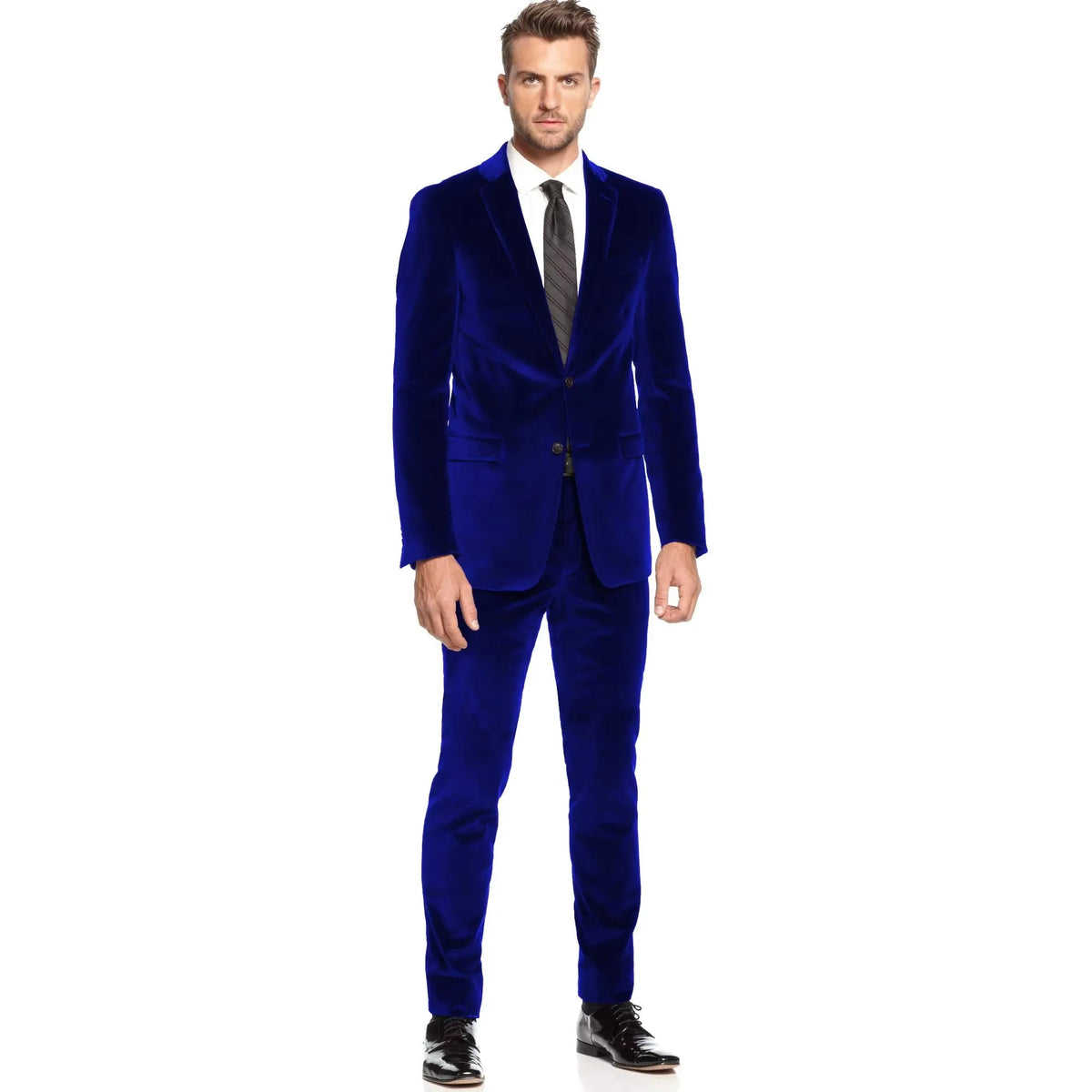 Costume Homme 2 Pièces en Velours Coupe Slim Blazer Simple Boutonnage avec Pantalon Tuxedo de Mariage pour Homme Tenue de Soirée d'Affaires pour Homme