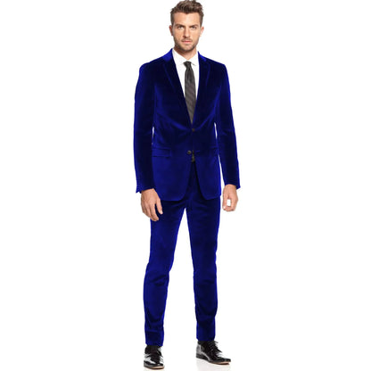 Costume Homme 2 Pièces en Velours Coupe Slim Blazer Simple Boutonnage avec Pantalon Tuxedo de Mariage pour Homme Tenue de Soirée d'Affaires pour Homme